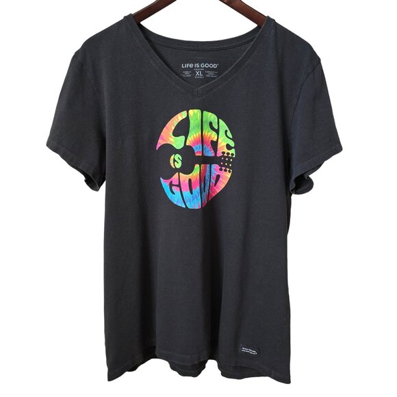 Life Is Good Tops - Life is Good Groovy Tie Dye Crusher Graphic Tee Shirt